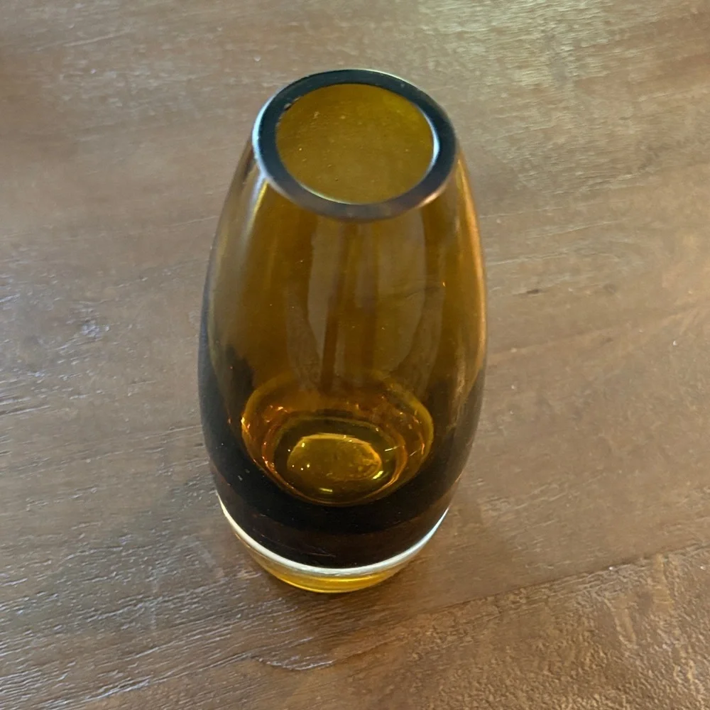 Beautiful RARE Amber Glass Vase by Rihimäen Lasi Oy Signed 1365